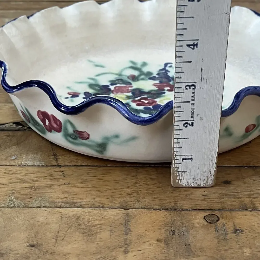 Vintage Clouds Folsom Pottery Deep Dish Pie Plate 10
